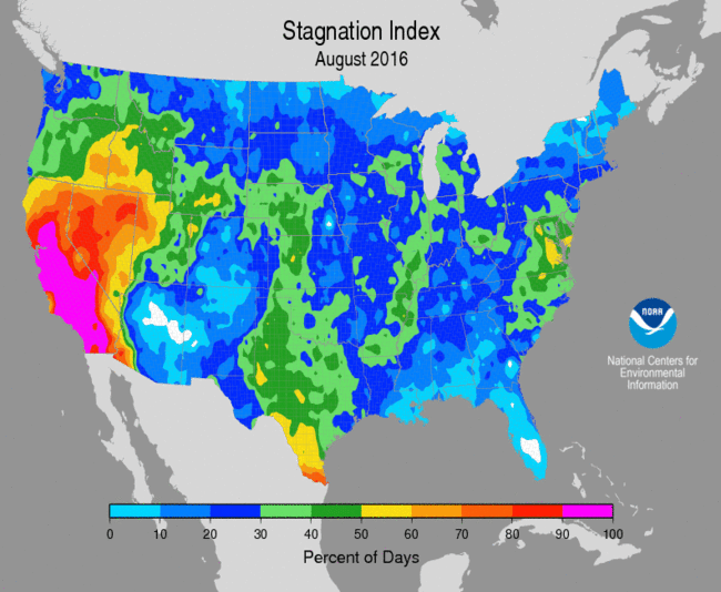 August 2016 Air Stagnation Map