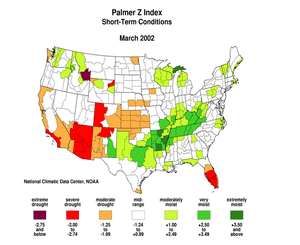 Click here for map showing March 2002 Palmer Z Index