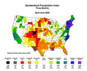 Map showing 3-month Standardized Precipitation Index