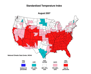 August 2007 Standardized Temperature Index