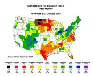 Standardized Precipitation Index, November 2007-January 2008