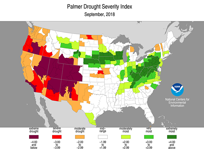 historical palmer drought indices temperature precipitation and