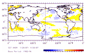 February-April Averaged Sea-Surface Temperature Anomalies
