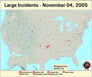 Large fires on 4 November 2005