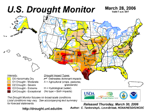 U.S. Drought Monitor (USDM) map from 28 March 2006