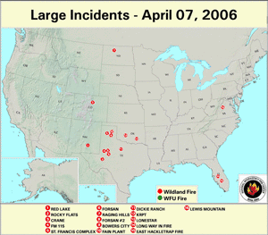 Large fires on 7 April 2006
