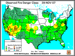 Fire Danger map from 31 November 2007