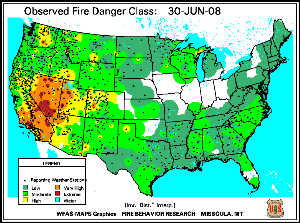 Fire Danger map from 30 June 2008