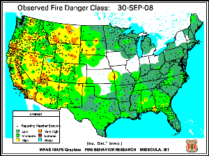 Fire Danger map from 30 September 2008