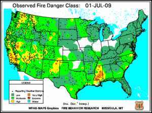 Fire Danger Map for July  1