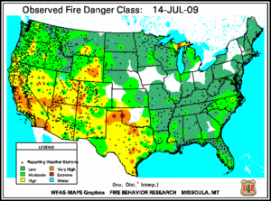 Fire Danger Map for July  14