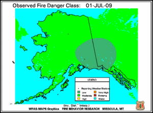 Alaska Fire Danger Map for July  1
