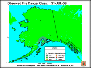 Alaska Fire Danger Map for July  31