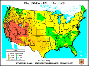 100-hr Fuel Moisture Map for July  14