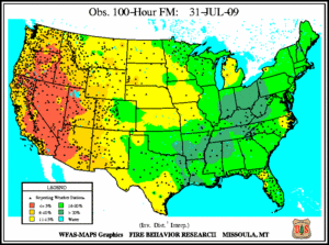 100-hr Fuel Moisture Map for July  31