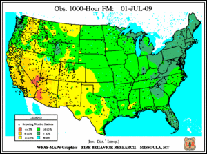 1000-hr Fuel Moisture Map for July  1
