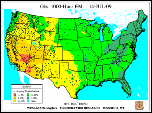 1000-hr Fuel Moisture Map for July  14
