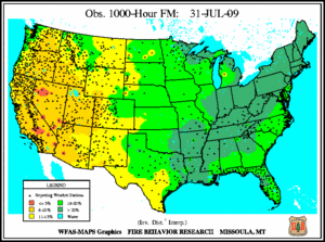 1000-hr Fuel Moisture Map for July  31