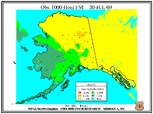 Alaska 1000-hr Fuel Moisture Map for July  14