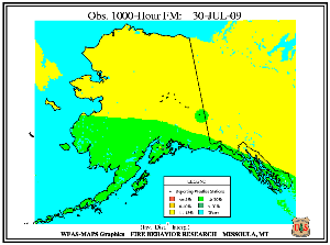 Alaska 1000-hr Fuel Moisture Map for July  31