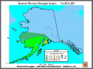 Alaska KBDI Map for July  14