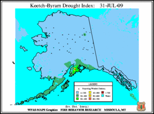 Alaska KBDI Map for July  31