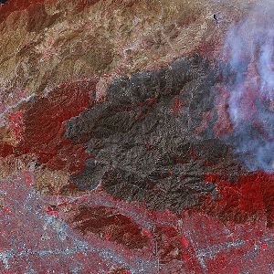 NASA Satellite Image of burned area in Los Angeles County on 9 September 2009