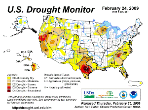 End of month U.S. Drought Monitor map