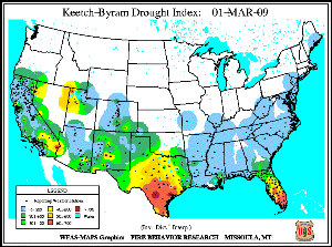 Keetch-Byram Drought map from end of month