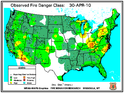 Fire Danger map from 30 April 2010