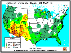 Fire Danger map from 31 May 2010