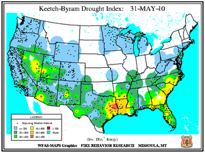 Keetch-Byram Drought Index on 31 May 2010