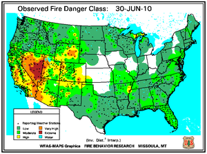 Fire Danger map from 30 June 2010