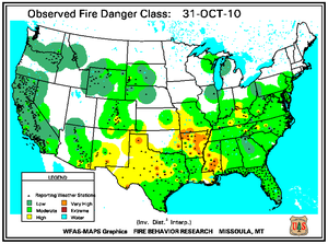 Fire Danger map from 31 October 2010