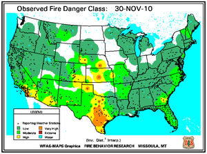 Fire Danger map from 30 November 2010