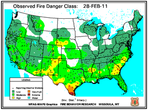 Fire Danger map from 28 February 2011
