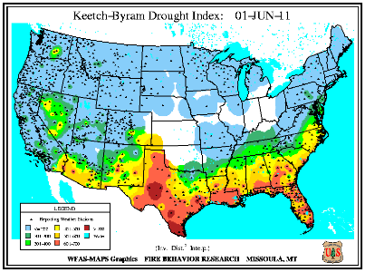 Keetch-Byram Drought Index on 31 May 2011