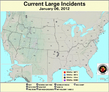 Large Wildfires January 6nd