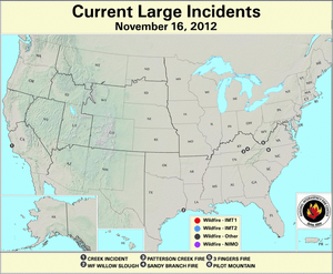 U.S. Large Wildfires 16 November 2012