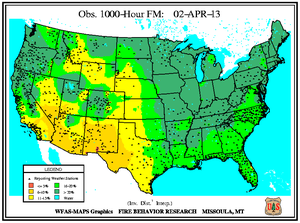 1000-hr Fuel Moisture Map for March 1