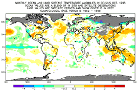 Satellite Derived Oct'98 Global Temperature Anomalies