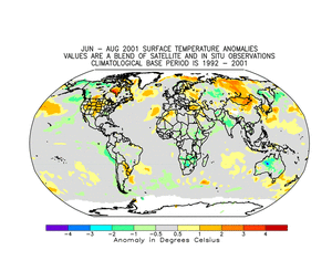  the Global Blended Temperature in June-August 2001