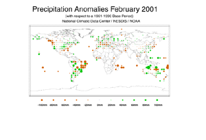 Global Precip Anomalies, February 2001