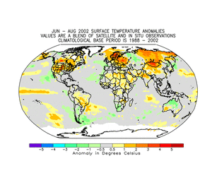 The Global Blended Temperature in June-August 2002
