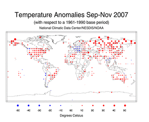 September-November Land Surface Temperature Anomalies in degree Celsius