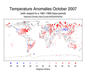 October's Land Surface Temperature Anomalies in degree Celsius