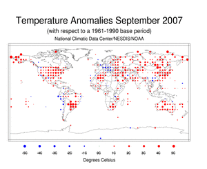 September's Land Surface Temperature Anomalies in degree Celsius