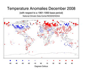 December's Land Surface Temperature Anomalies in degree Celsius