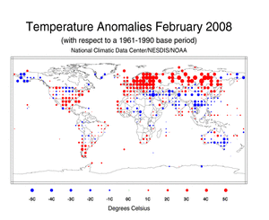 February's Land Surface Temperature Anomalies in degree Celsius