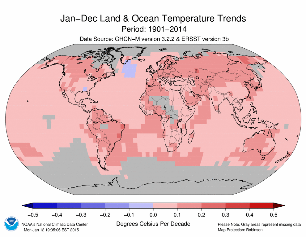 Temperature trends since 1901
